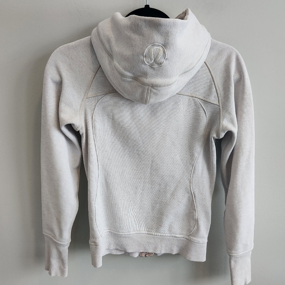 Lululemon Scuba Hoodie Cotton Fleece Heathered White Hooded Sweatshirt Sz 2 - Picture 5 of 15